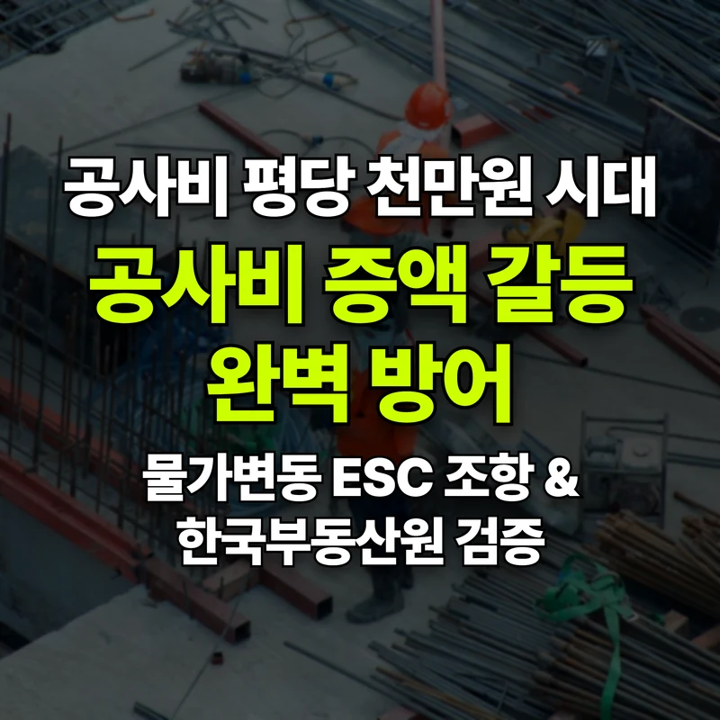 VOL.29 공사비 폭등 막는 법: 시공사 에스컬레이션 방어와 원가 검증 - PART 5. 갈등 해결과 리스크 관리 | 도심복합개발 백과사전 썸네일 인포그래픽