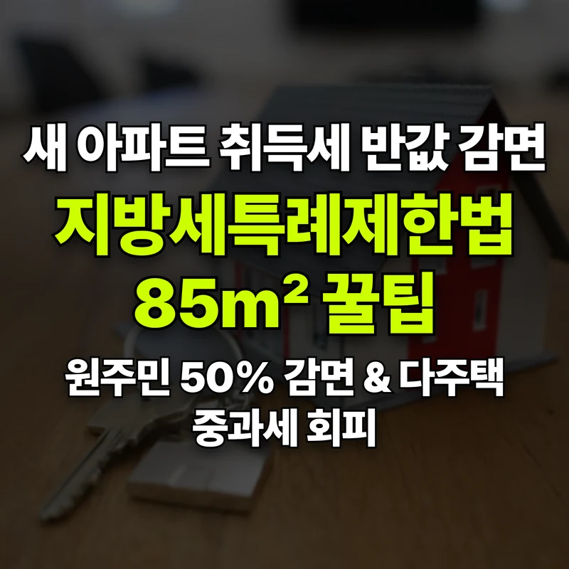 VOL.33 새 아파트 취득세 반값 혜택: 원주민 전용 85㎡ 감면 안내 - PART 6. 세무와 금융 지원 혜택 | 도심복합개발 백과사전 썸네일 인포그래픽