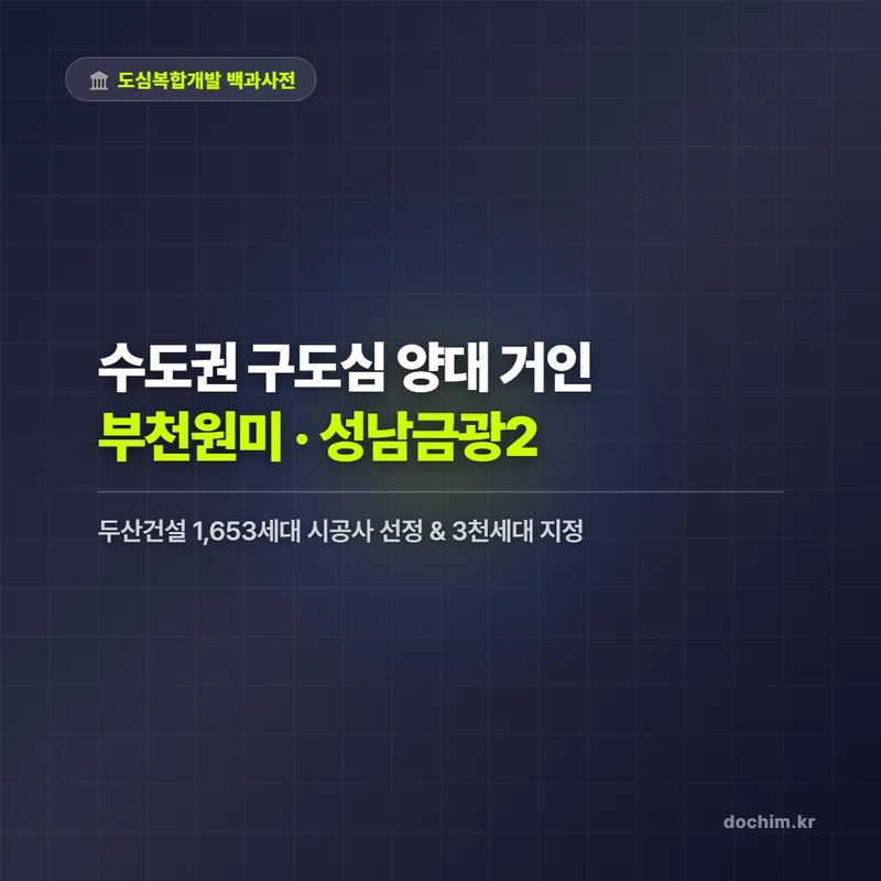 VOL.54 부천 원미 & 성남 금광2: 경기도 수도권 대장주의 도심복합 성공 vs 좌초 갈림길 - PART 9. 선도 구역 정밀 해부 | 도심복합개발 백과사전 썸네일 인포그래픽