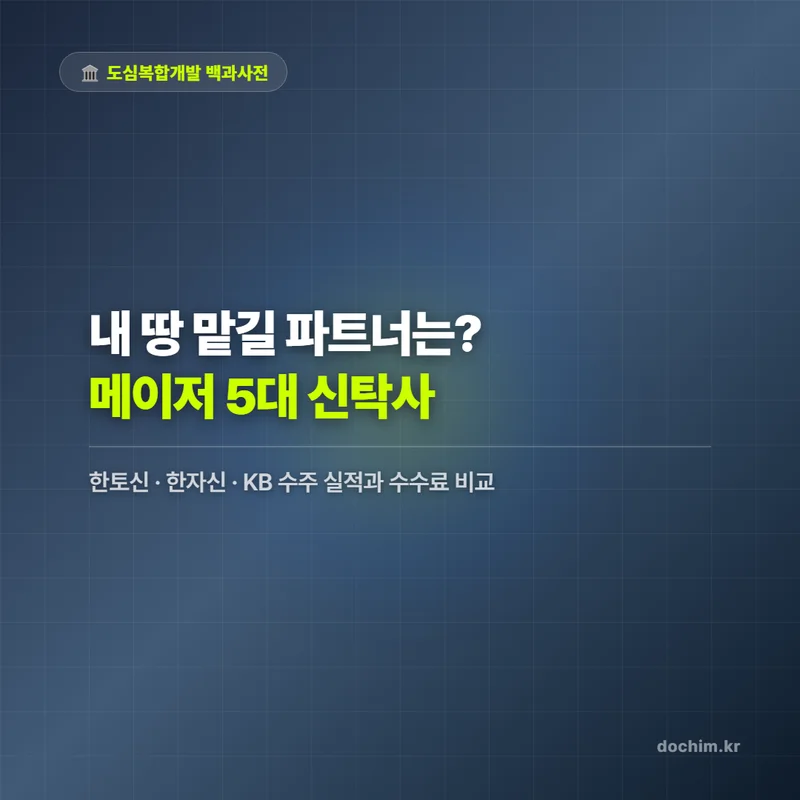 VOL.57 한국토지신탁 vs 한국자산신탁 vs KB: 메이저 신탁사 5대 실적·수수료 전격 비교 - PART 10. 2026 공모 & 특수 권리 | 도심복합개발 백과사전 썸네일 인포그래픽